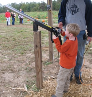 Jesse firing the "Corn Canon"